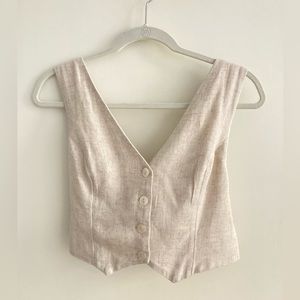 Abercrombie & Fitch Linen Blend Vest Cropped